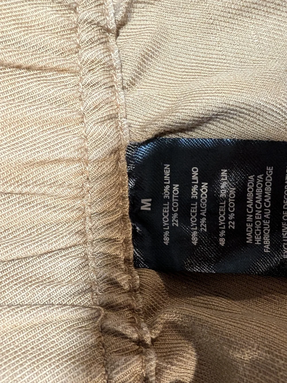 Banana Republic Linen Blend Tencel Pull On Crop Pants Tan Medium